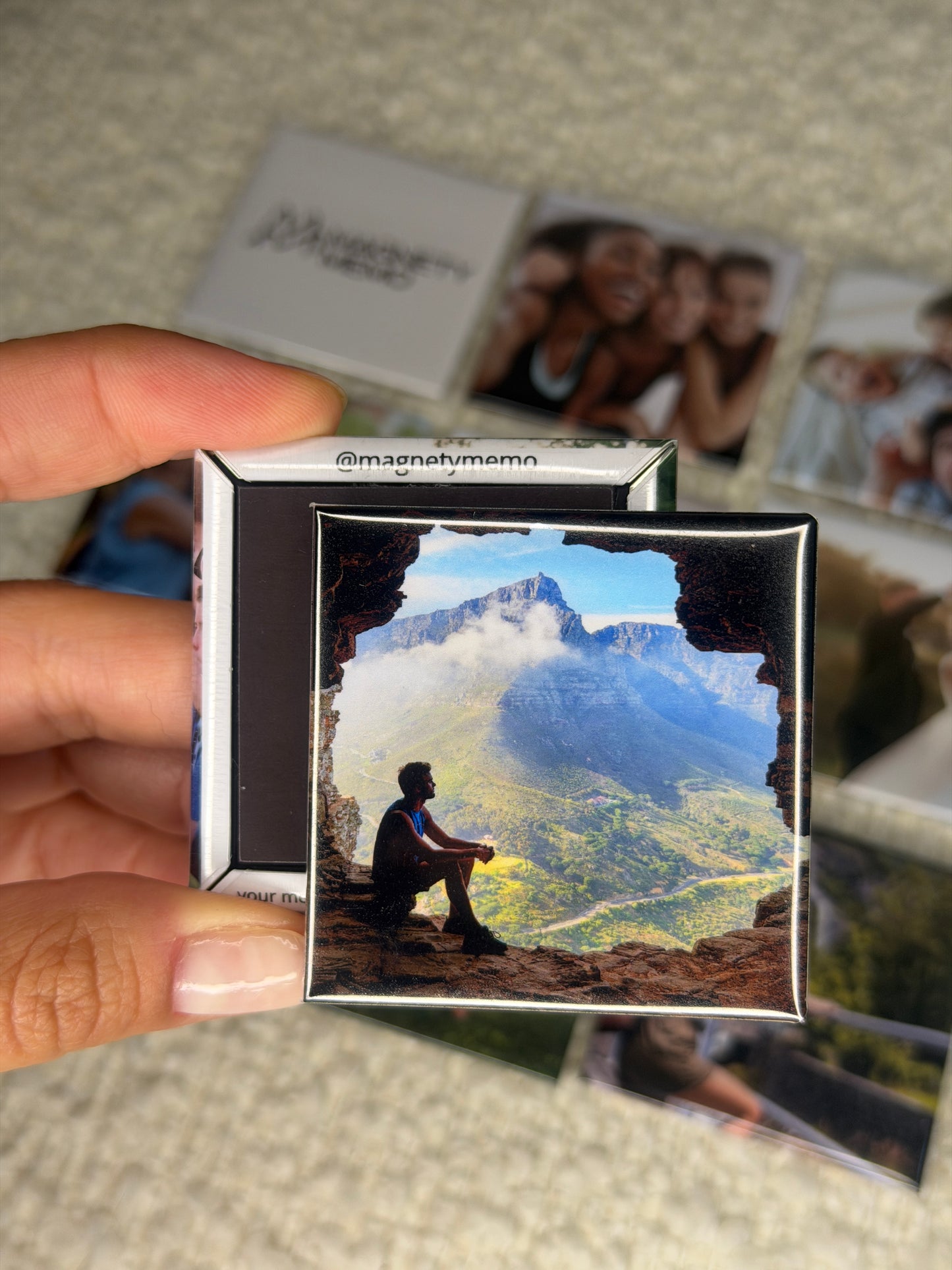 Button-Style Square Photo Magnet - Set of 6 Magnets